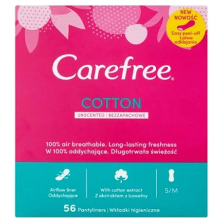Carefree Cotton wkładki higeniczne Unscented 56 (4+1 gratis)