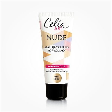 Celia Nude MAKE-UP MATUJĄCY FLUID KORYGUJĄCY podkład nr 01 ecru 30ml