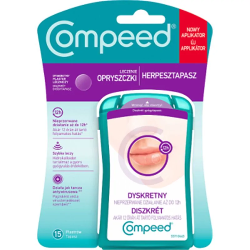 Compeed dyskretny plaster leczniczy leczenie opryszczki 15 sztuk