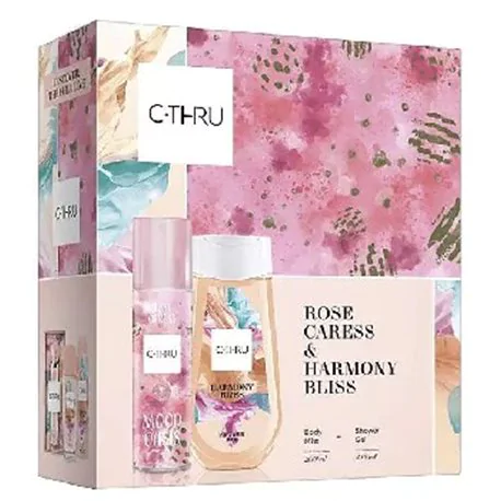CTHRU Zestaw Kosmetyków (Mgiełka do Ciała Rose Cares 200ml + Żel pod prysznic Harmony Bliss 250ml)