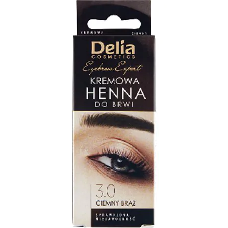 Delia Cosmetics Henna do brwi kremowa 3.0 ciemny brąz