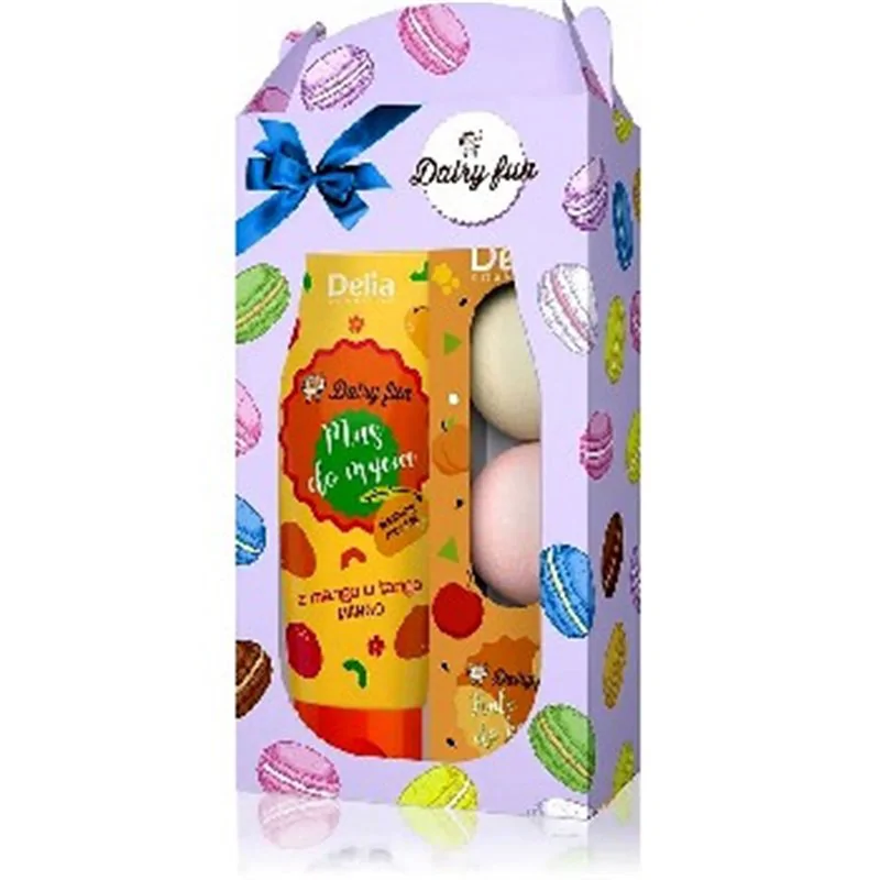 Delia Zestaw Prezentowy Dairy Fun (Mus Do Kąpieli 200 ml + Kula Do Kąpieli 3x100G)