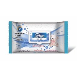 Dex Baby Soft Care chusteczki nawilżane dla dzieci z klipsem niebieskie 72szt