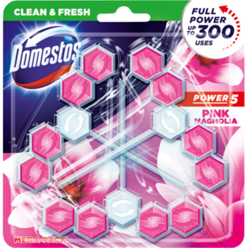 Domestos Power 5 Pink Magnolia Kostka toaletowa 3 x 55 g