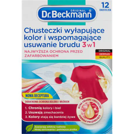 Dr. Beckmann chusteczki wspomagające usuwanie brudu i wyłapujące kolor 12 szt