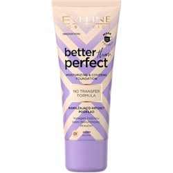 Eveline Better Than Perfect Nawilżająco-kryjący podkład z formułą No Transfer, 01 Ivory