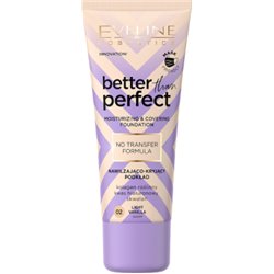 Eveline Better Than Perfect Nawilżająco-kryjący podkład z formułą No Transfer, 02 Light Vanilla