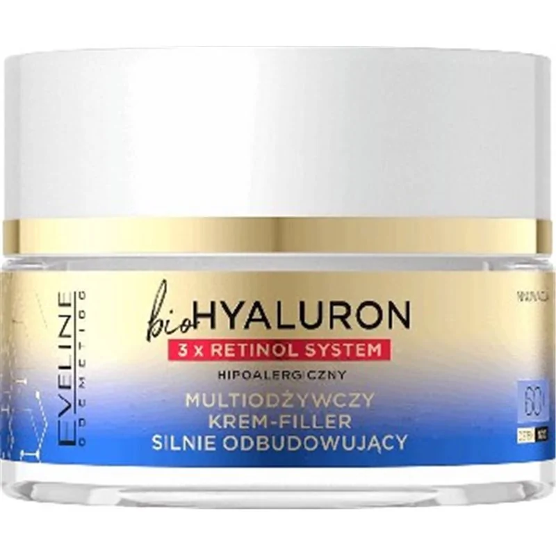 Eveline Bio Hyaluron 3xRetinol System multiodżywczy krem-filler silnie odbudowujący 60+ na dzień i n