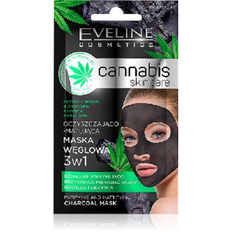 Eveline Cannabis Skin Care oczyszczająco-matująca maska węglowa 3w1