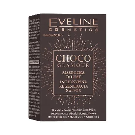 Eveline Choco Glamur Intensywnie regenerująca maseczka do ust na noc 12 ml