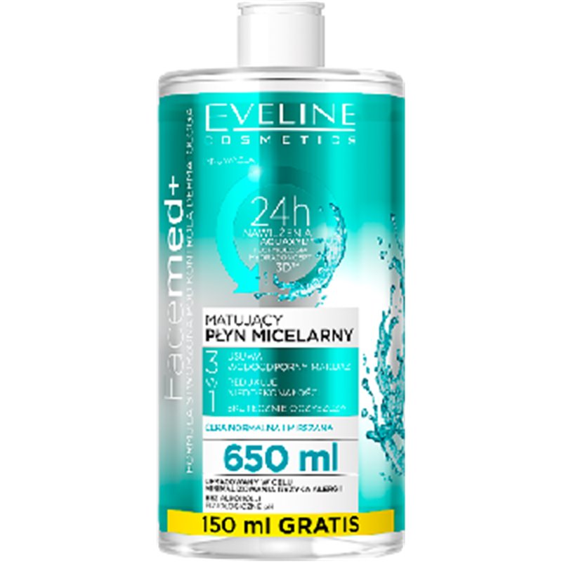 Eveline Cosmetics Facemed+ Matujący płyn micelarny 3w1 650 ml