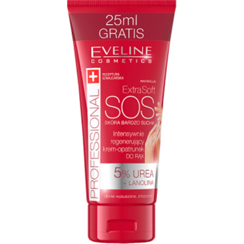 Eveline Extra Soft Intensywnie regenerujący krem-opatrunek do rąk 5% urea + lanolina