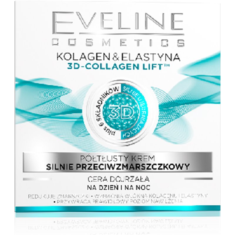 Eveline KOLAGEN & ELASTYNA półtłusty krem silnie przeciwzmarszczkowy na dzień i na noc 50 ml