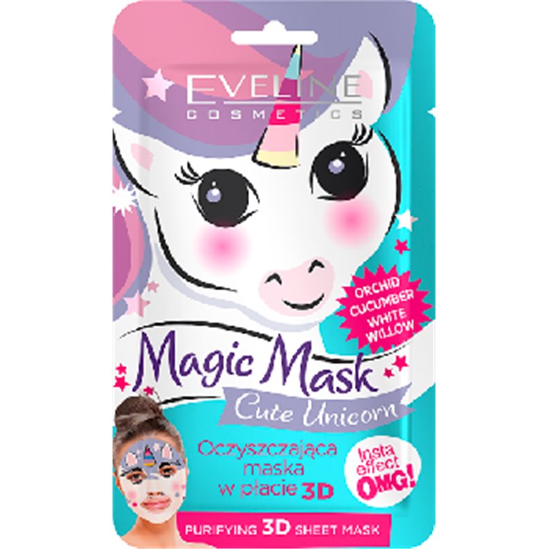 Eveline Magic Mask Cute Unicorn Oczyszczająca maska w płachcie 3D