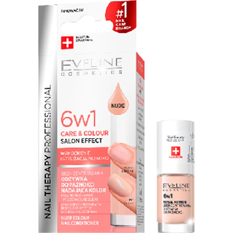 Eveline Nail Therapy Professional Odżywka do paznokci nadająca kolor 6w1 Nude