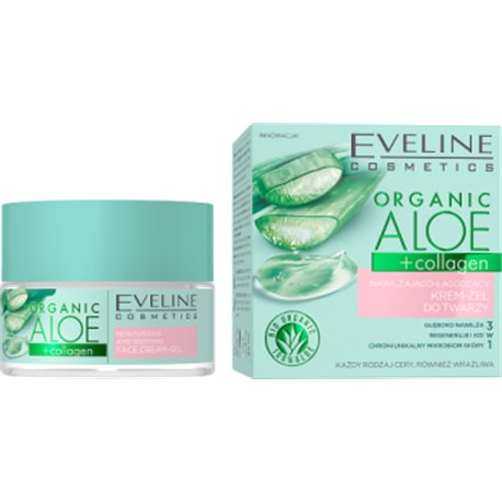Eveline Organic Aloe + Collagen Nawilżająco-łagodzący krem-żel do twarzy