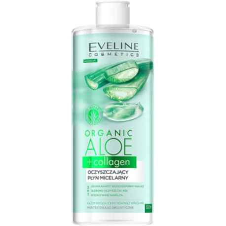 Eveline Organic Aloe + Collagen Oczyszczający płyn micelarny 3 w 1