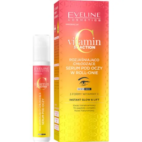 Eveline Vitamin C 3 x action Rozjaśniająco-chłodzące serum pod oczy w roll-onie