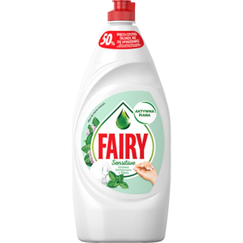 Fairy Płyn do mycia naczyń Sensitive Teatree & Mint 900 ml
