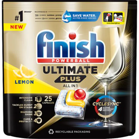 Finish Ultimate Plus Lemon Kapsułki do zmywarki 305 g (25 sztuk)