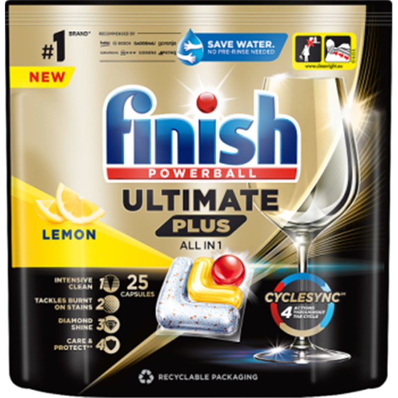Finish Ultimate Plus Lemon Kapsułki do zmywarki 305 g (25 sztuk)
