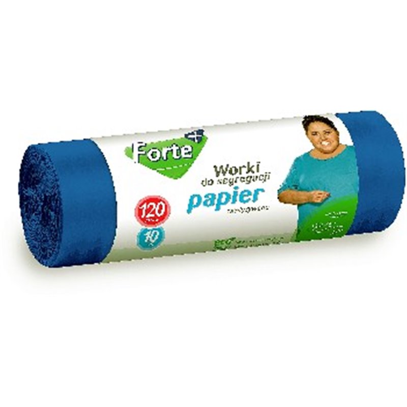 Forte+ worki na śmieci zawiązywane do segregacji 120l 10szt. PAPIER