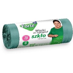 Forte+ worki na śmieci zawiązywane do segregacji 35l 16szt. SZKŁO