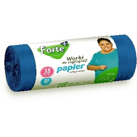 Forte+ worki na śmieci zawiązywane do segregacji 35l 20szt. PAPIER