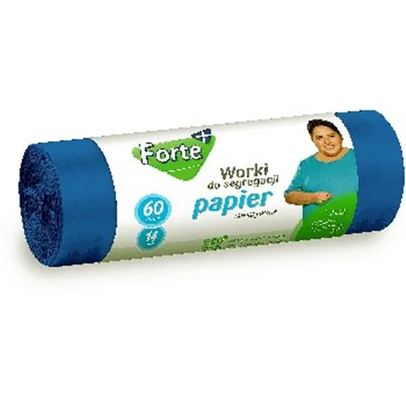 Forte+ worki na śmieci zawiązywane do segregacji 60l 14szt. PAPIER