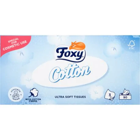 Foxy Cotton Ultra miękkie chusteczki 3 warstwy 90 sztuk