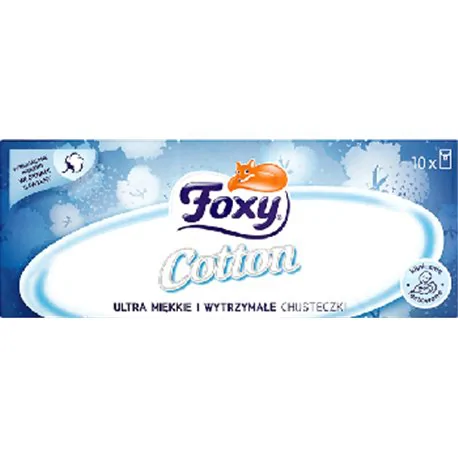 Foxy Cotton Ultra miękkie i wytrzymałe chusteczki 10 paczek