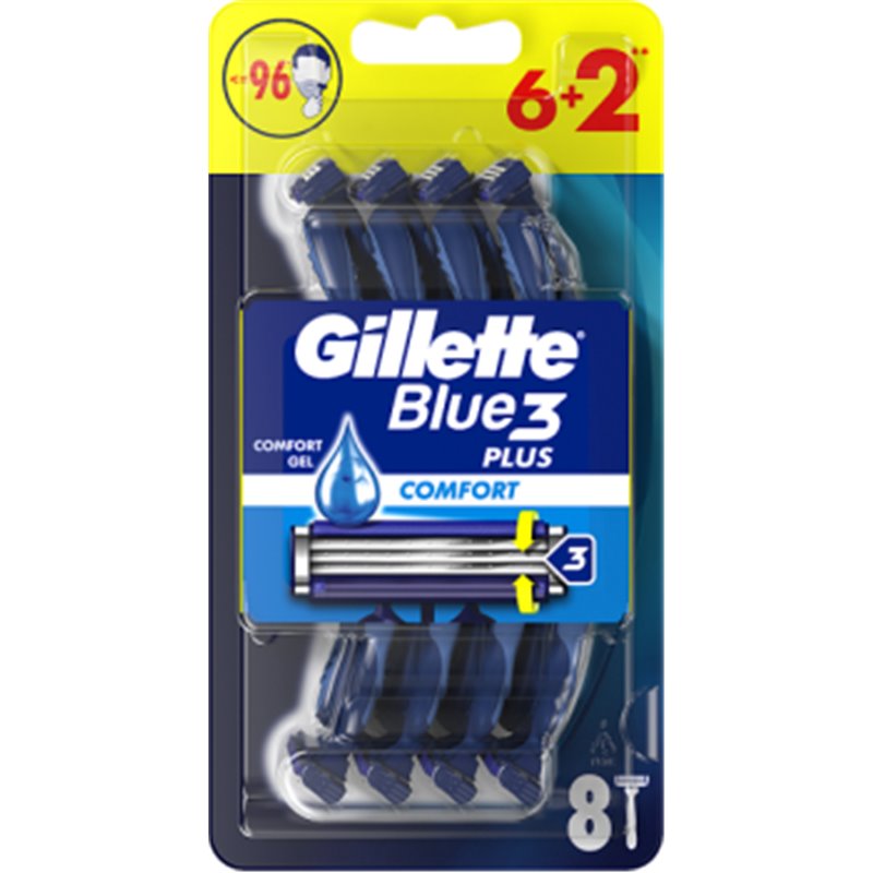 Gillette Blue3 Comfort Jednorazowa maszynka do golenia dla mężczyzn 8 szt