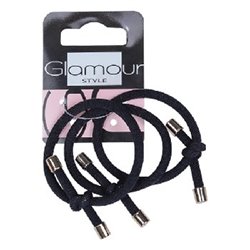 Glamour Basic Gumki czarne z wiązaniami 3szt