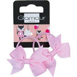 Glamour gumki Kids różowe kokardki 2szt