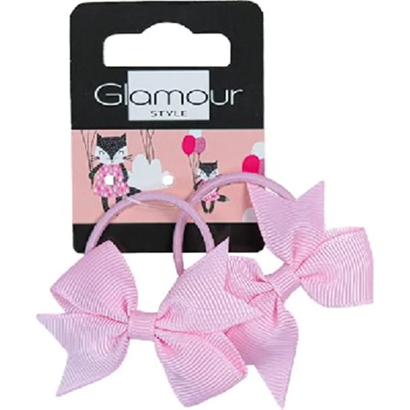 Glamour gumki Kids różowe kokardki 2szt