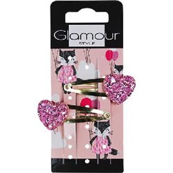 Glamour spinki Kids brokatowe serduszka 2szt