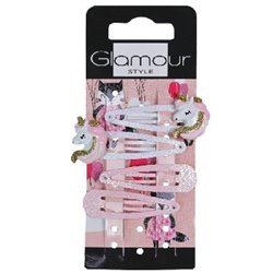 Glamour spinki Kids różowe i białe kucyki 2szt