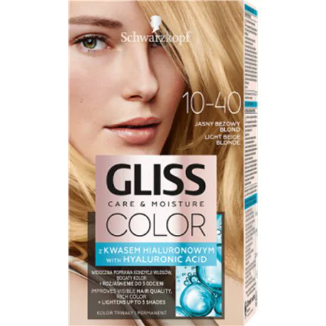 Gliss Color Care & Moisture Farba do włosów 10-40 Jasny Beżowy Blond
