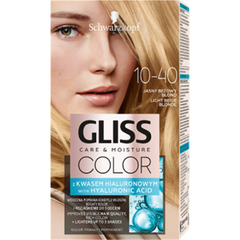 Gliss Color Care & Moisture Farba do włosów 10-40 Jasny Beżowy Blond