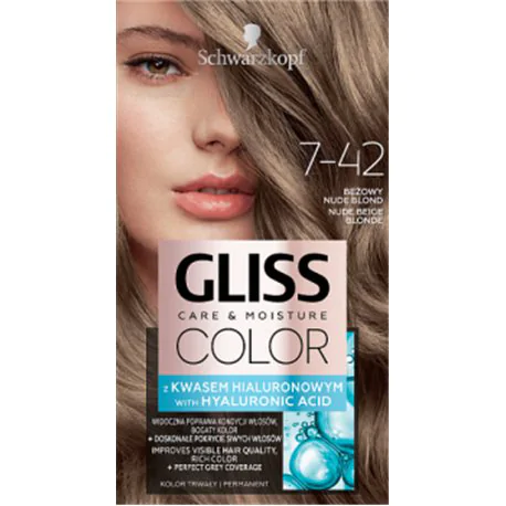 Gliss Color Care & Moisture Farba do włosów trwała 7- 42 beżowy nude blond