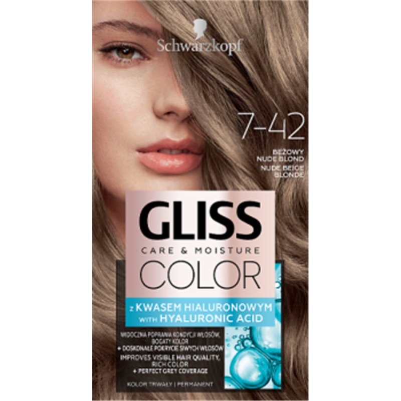 Gliss Color Care & Moisture Farba do włosów trwała 7- 42 beżowy nude blond