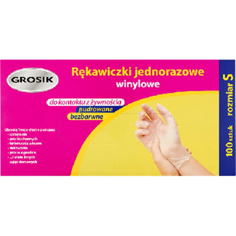 Grosik Rękawiczki jednorazowe winylowe rozmiar S 100 sztuk