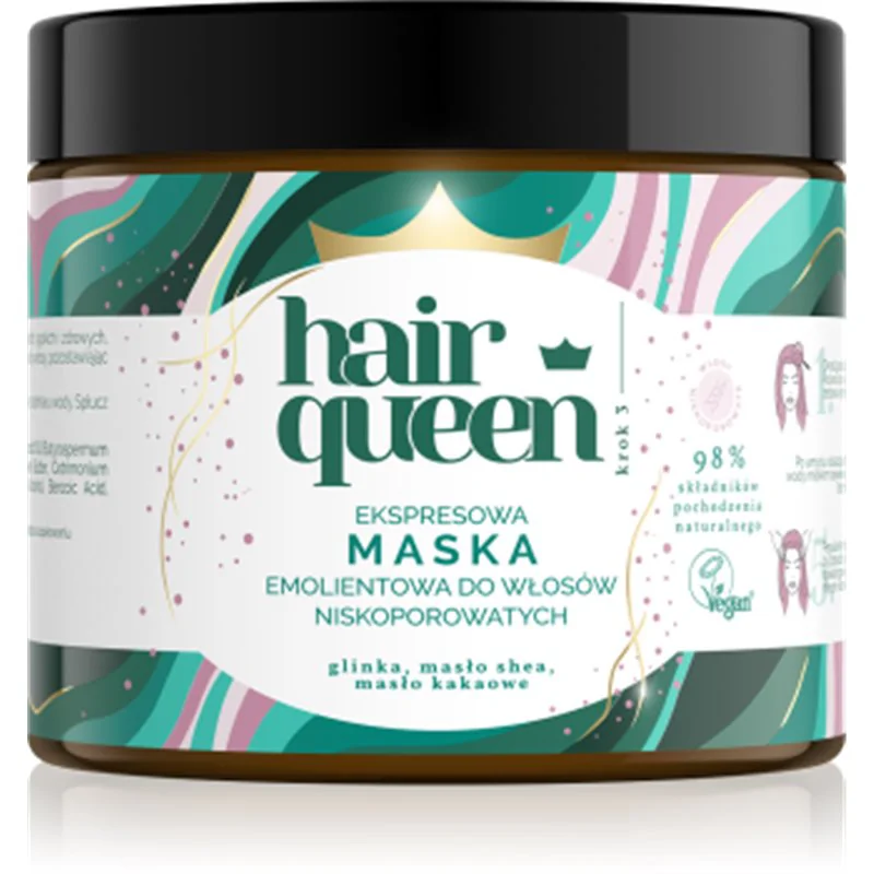 HAIR QUEEN Ekspresowa maska emolientowa do włosów niskoporowatych 400ml