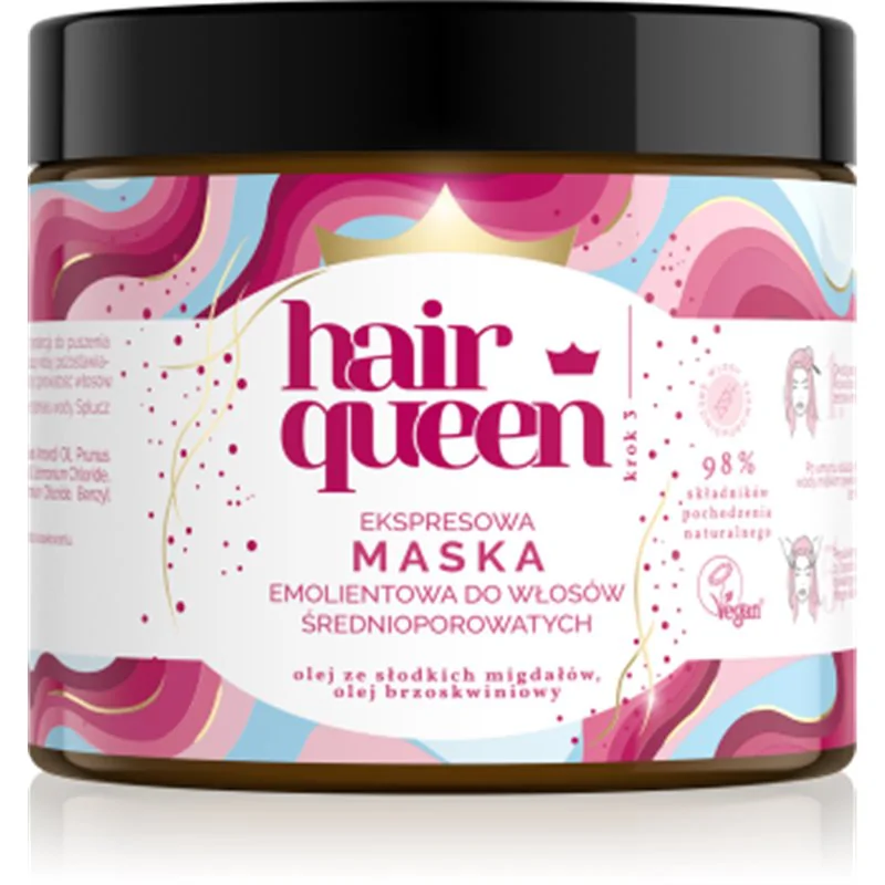 HAIR QUEEN Ekspresowa maska emolientowa do włosów średnioporowatych 400ml