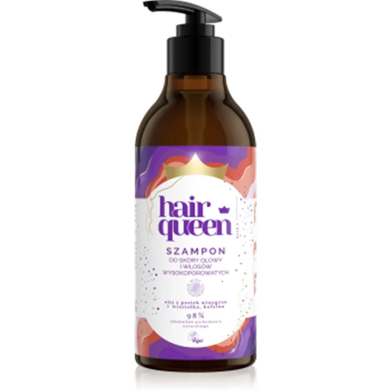 HAIR QUEEN Szampon do skóry głowy i włosów wysokoporowatych 400ml