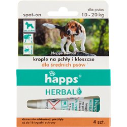 Happs Krople na pchły i kleszcze dla średnich psów A4
