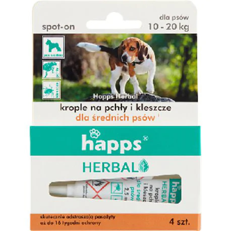 Happs Krople na pchły i kleszcze dla średnich psów A4