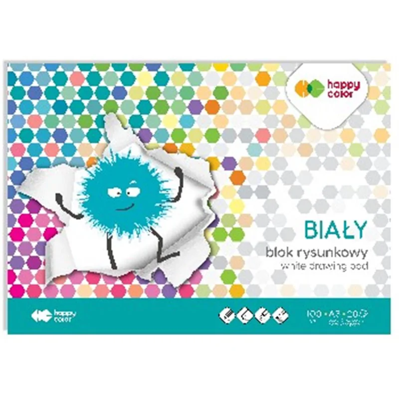 Happy Color blok rysunkowy biały a3, 100g, 20 ark