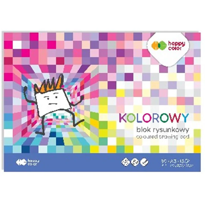 Happy Color blok rysunkowy kolorowy a3, 80g, 15 ark