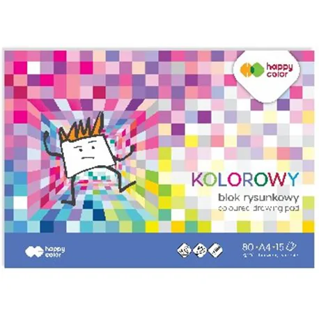 Happy Color blok rysunkowy kolorowy a4, 80g, 15 ark.